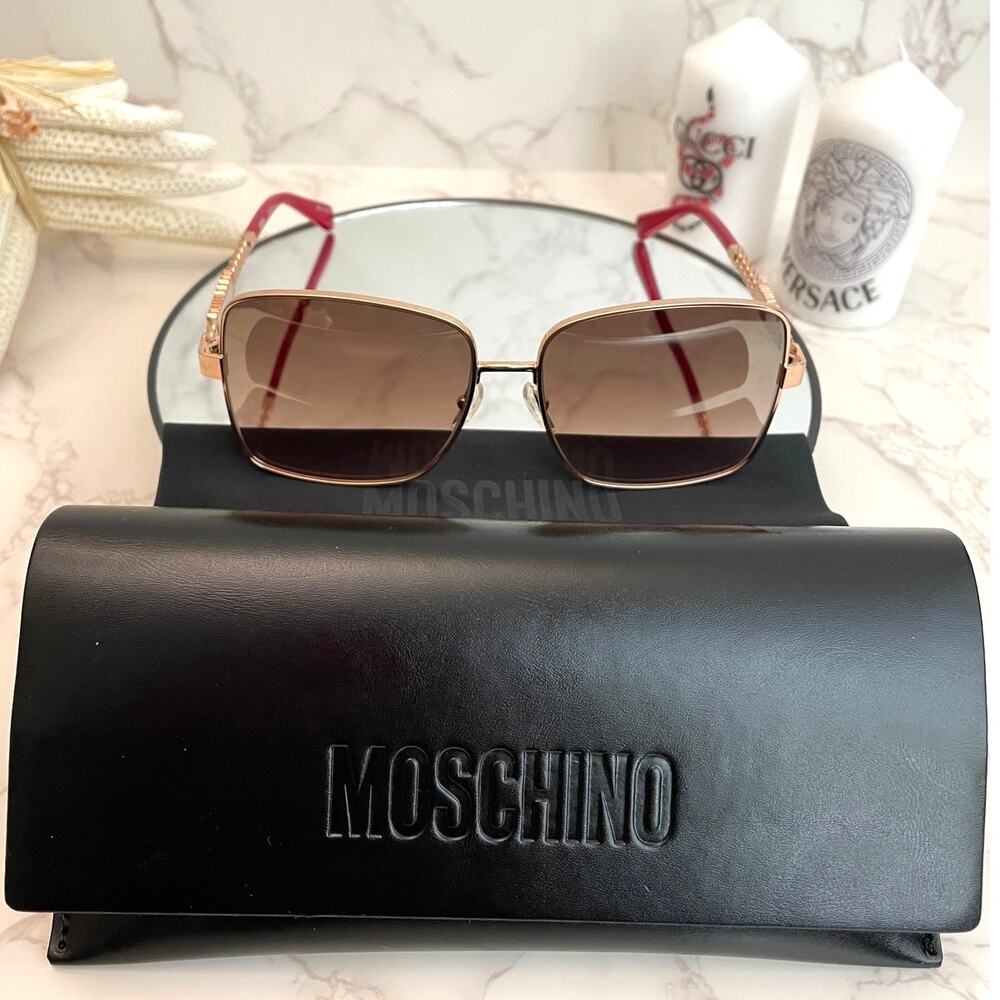 MOSCHINO Sunglasses, Gold Copper Colorway, Brown Rose Gradient Lenses NWOT